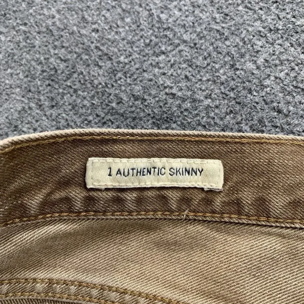 Lucky Brand Jeans Mens 32 Khaki Tan 1 Authentic Skinny Denim 5 Pocket Button Fly